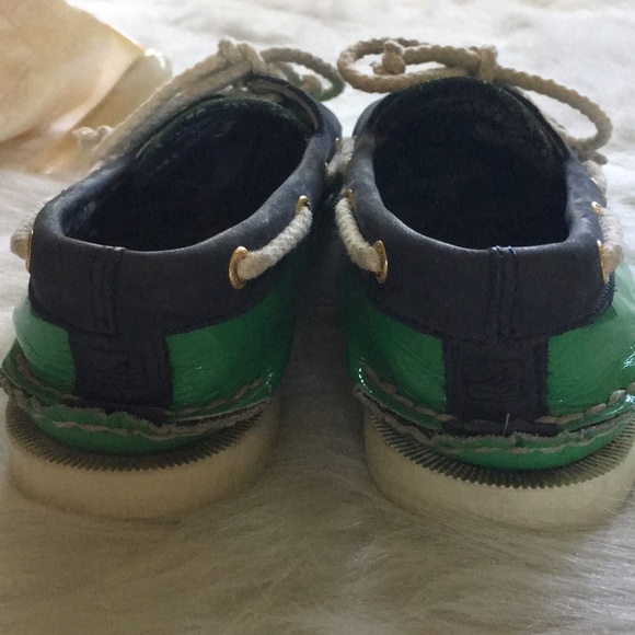 Sperry Navy and Green Patent Boat Shoes - Picture 5 of 8
